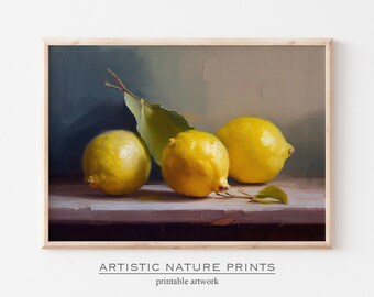 Country Kitchen Lemon Print wall Art, Lemons Wall Art, Traditional Kitchen Decor Print, Printable Digital Download