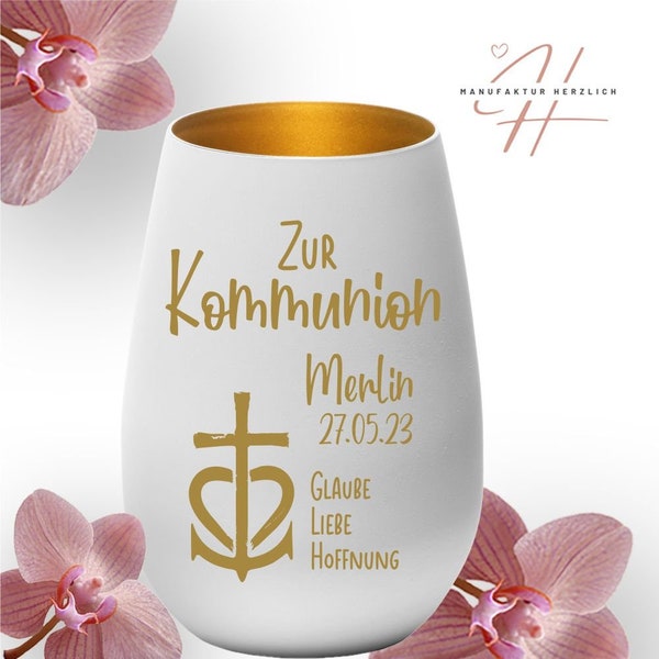 Windlicht zur Konfirmation - Kommunion - Firmung- Geschenkidee Tischdeko personalisiert