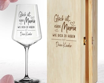 Wine glass for mom - happiness is... your desired name - gift idea - Mother's Day - birthday - Christmas optionally with box