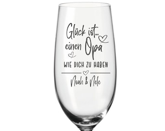 Bierglas mit Gravur Opa- Glück ist... mit Wunschnamen - Vatertag - Geburtstag - Weihnachten