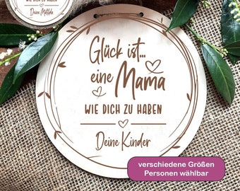 personalisiertes Holzschild Glück ist Geschenkanhänger Dekoschild für besondere Menschen