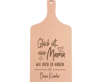 Geschenk für Mama - Holzbrett mit Name Glück ist... Dein Wunschname - Geschenkidee - Muttertag - Geburtstag - Weihnachten