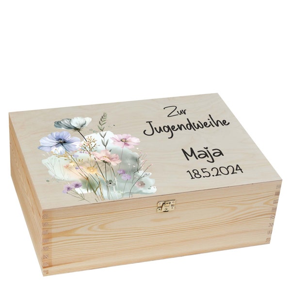 Erinnerungskiste Jugendweihe Erinnerungsbox Geschenk Erinnerung  Blumen floral