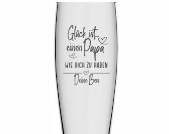 Geschenk für Papa - Weizenbierglas Glück ist... mit Wunschnamen - Vatertag - Geburtstag - Weihnachten
