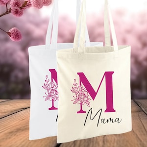 Stoffbeutel Jutebeutel personalisiert Geschenk Muttertag - Tasche Monogramm Buchstaben- Einkaufstasche Jutebeuteln Geschenkidee Freundin