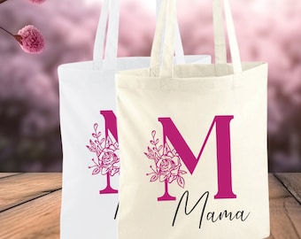 Stoffbeutel Jutebeutel personalisiert Geschenk Muttertag - Tasche Monogramm Buchstaben- Einkaufstasche Jutebeuteln Geschenkidee Freundin