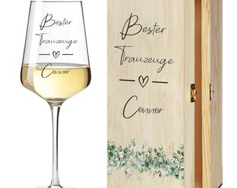 Best man gift personalized - wine glass - gift idea - thank you - wedding optionally in wooden box best man gift idea men
