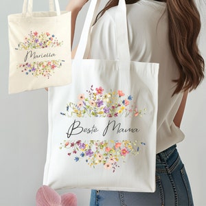 Gift fabric bag personalized- bag gift idea women girls shopping bag bag flowers floral