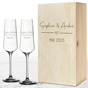 Hochzeitsgläser Sektgläser zur Hochzeit Zierherz- optional mit Erinnerungsbox -persönliche Geschenke