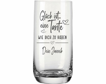 Geschenk Tante personalisiert - Glas -Trinkglas Longdrinkglas Geburtstag Weihnachten Leonardo