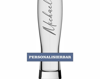 Weizenbierglas mit Namen Glas Wunschname Vatertag Gravur Geschenkidee -Geburtstag - Weihnachten personalisiert Bierglas