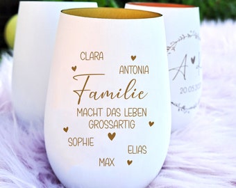 Windlicht Familie macht das Leben grossartig Familienlicht- mit Wunschnamen - Geschenkidee Geburtstag - Weihnachten - Umzug