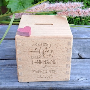 Spardose zur Hochzeit Geschenk zur Hochzeit Sparwürfel - mit deinen Wunschnamen - Der schönste Weg-