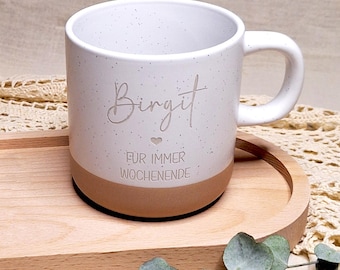 Tasse zur Rente | personalisierte Tasse | Ruhestand Geschenk | Abschied Kollege | Kollegin | Für immer Wochenende | optional mit Tablett