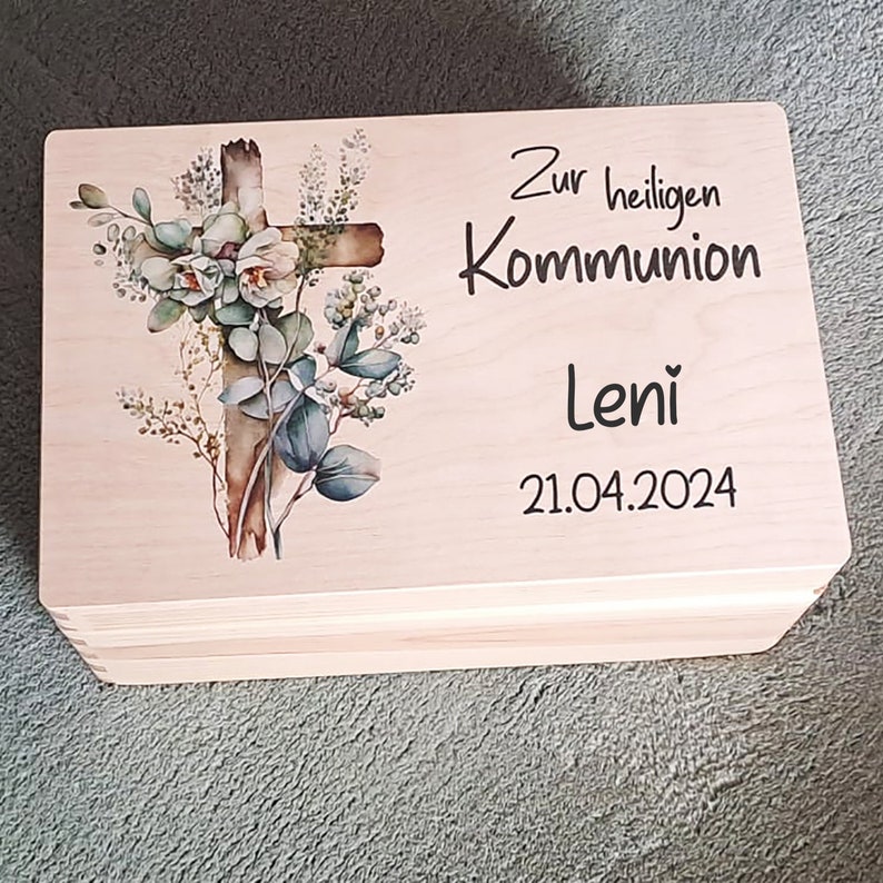 Erinnerungskiste Kommunion Erinnerungsbox mit Kreuz Geschenk Erinnerung Bild 2