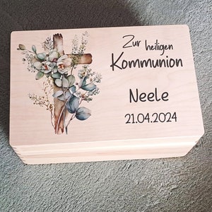 Erinnerungskiste Kommunion Erinnerungsbox mit Kreuz Geschenk Erinnerung Bild 1