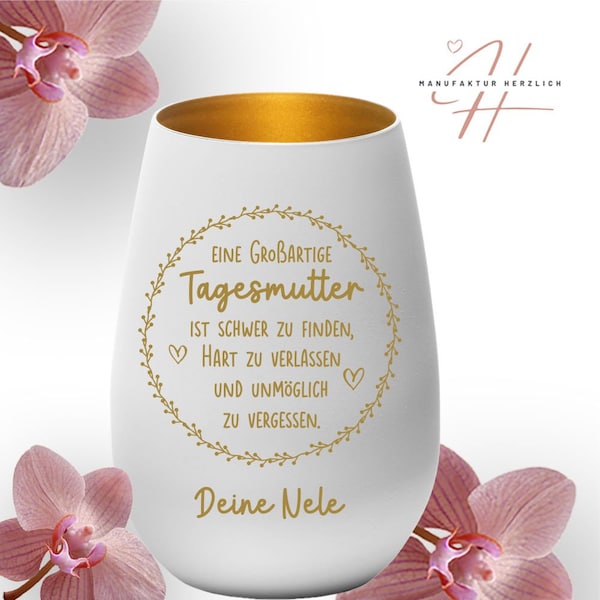 Personalisiertes Windlicht Tagesmutter Geschenk Tagesmutti Abschluss Abschied Dankeschön