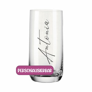 Drinking glass with name - gift birthday Christmas personalized Leonardo
