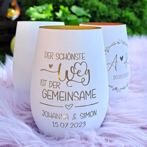 Personalisiertes Windlicht Hochzeit - Der schönste Weg - Geschenkidee Brautpaar - Tischdeko - Persönliche Geschenke