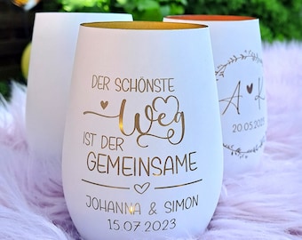 Personalisiertes Windlicht Hochzeit - Der schönste Weg - Geschenkidee Brautpaar - Tischdeko - Persönliche Geschenke