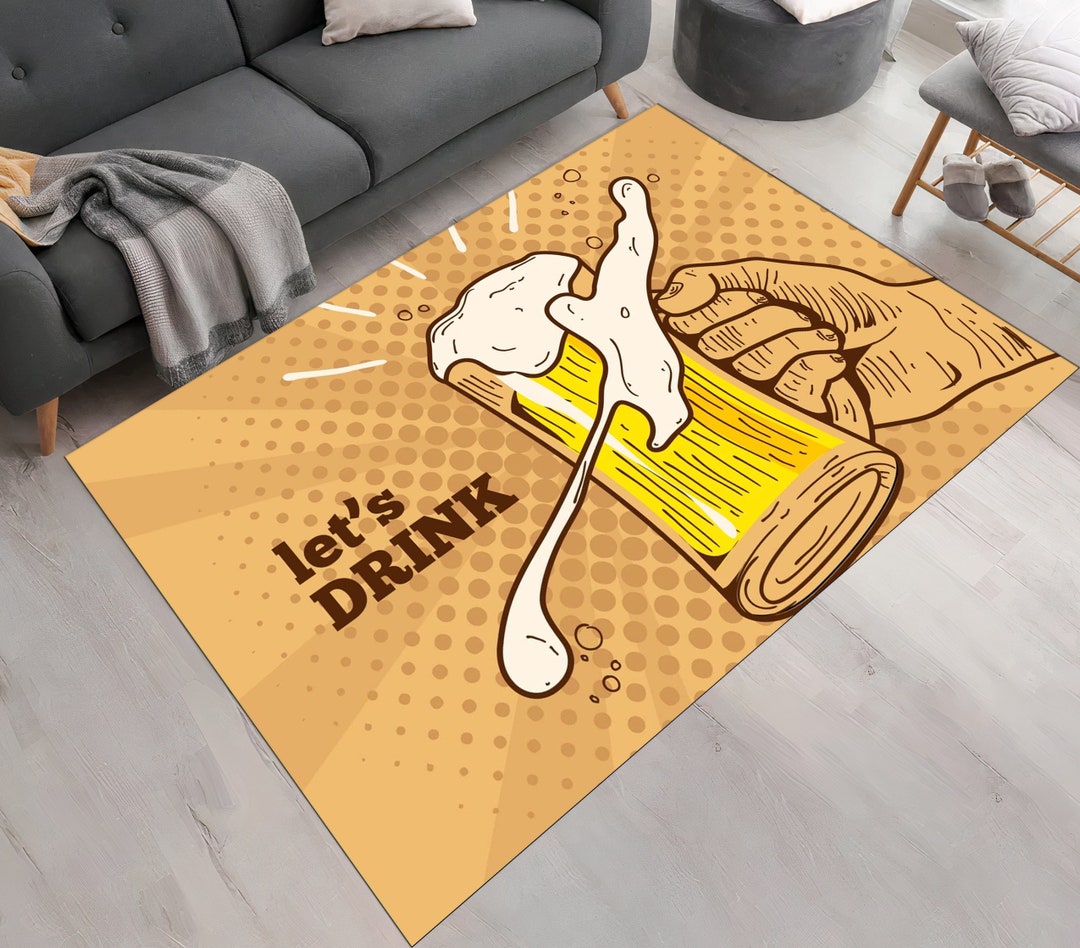 Beer Rug, Retro Rug, Drink Cold Rug, Gift for Him, Popular Rug, for