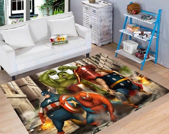 Superhero, Superhero Rug, Hulk Pattern Rug, Spiderman Rug, Kids Room ...