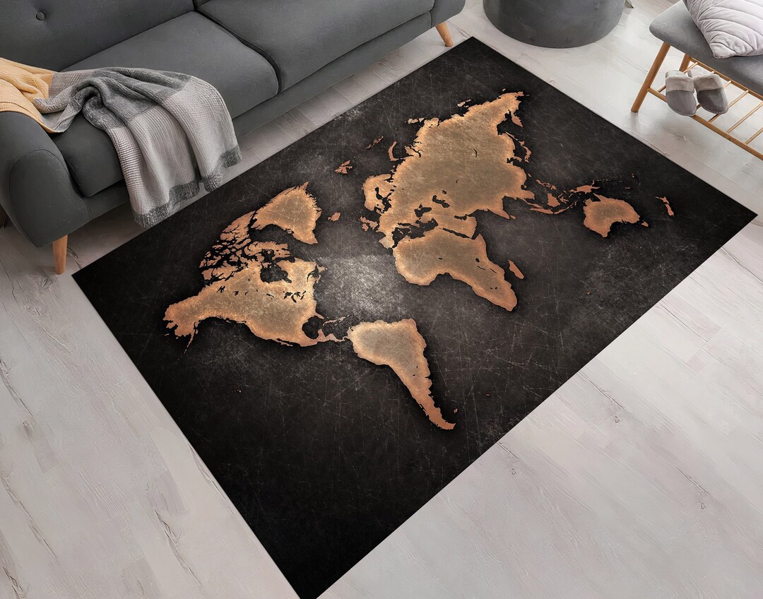 World Map Rug, Map Rugs, Area Carpet, Popular Pattern Map Rug