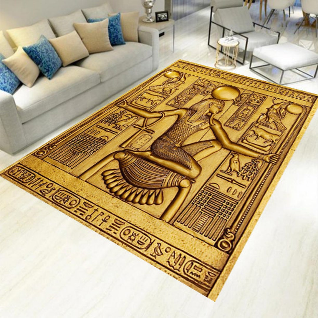 Ancient Egyptian Rug, Ancient Egyptian Mythology, Egypt Rug, Egyptian Goddess Anubis Rug, Bastet