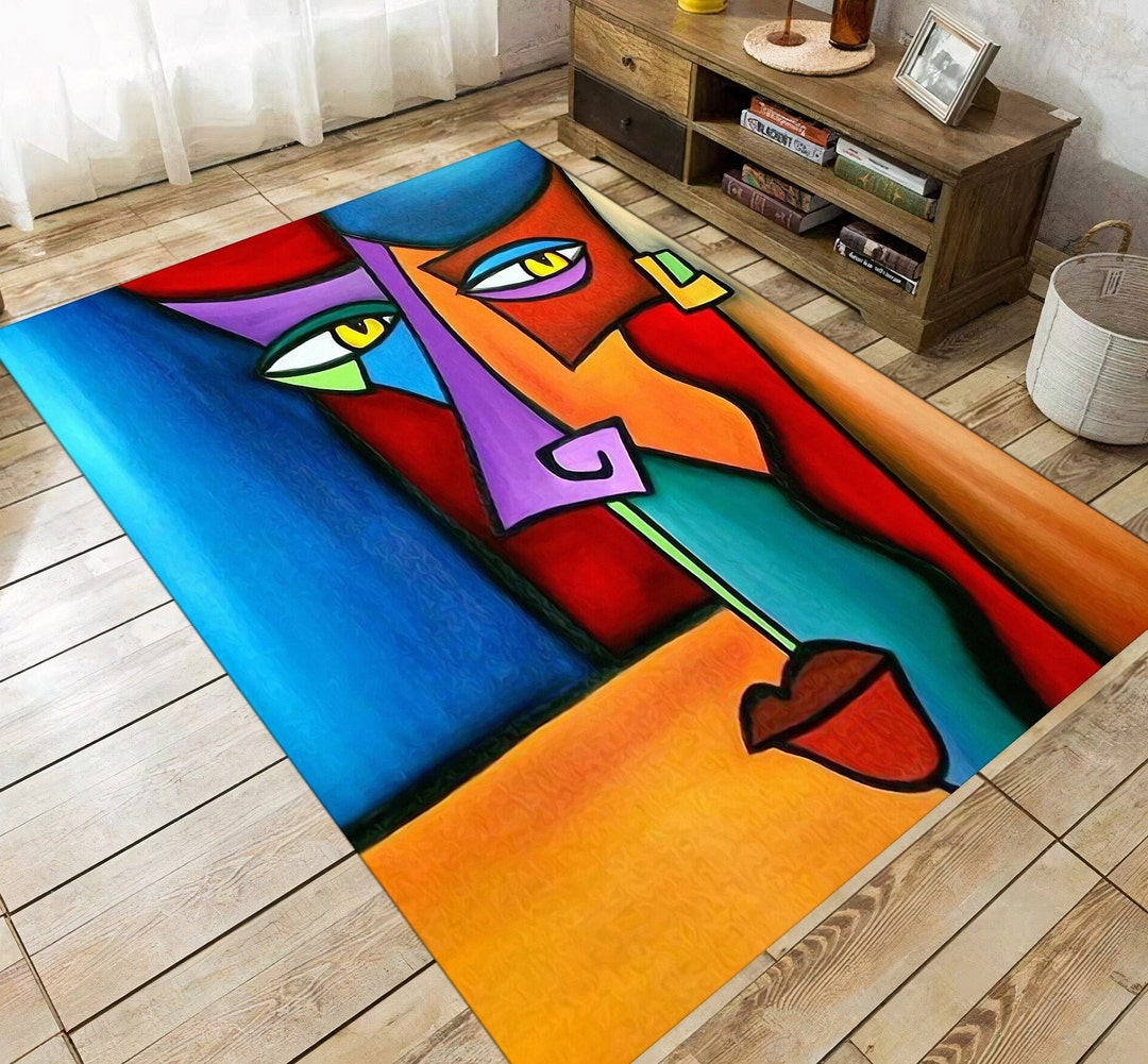 Abstract Art Rug African, Graffiti Area Rug,african Woman Room Rug,non