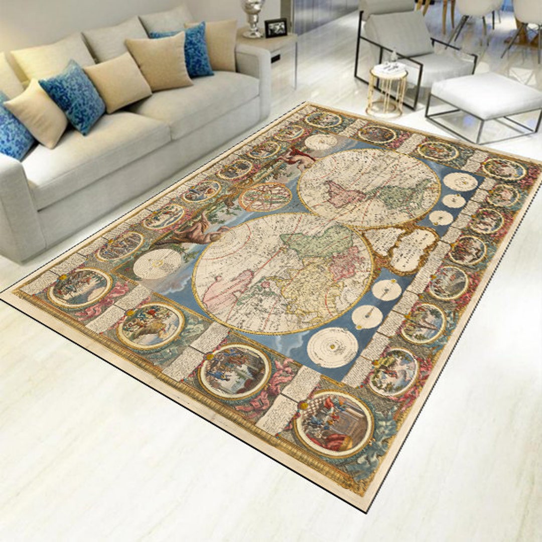 World Map Rug, Map Rugs, Area Carpet, Popular Pattern Map Rug