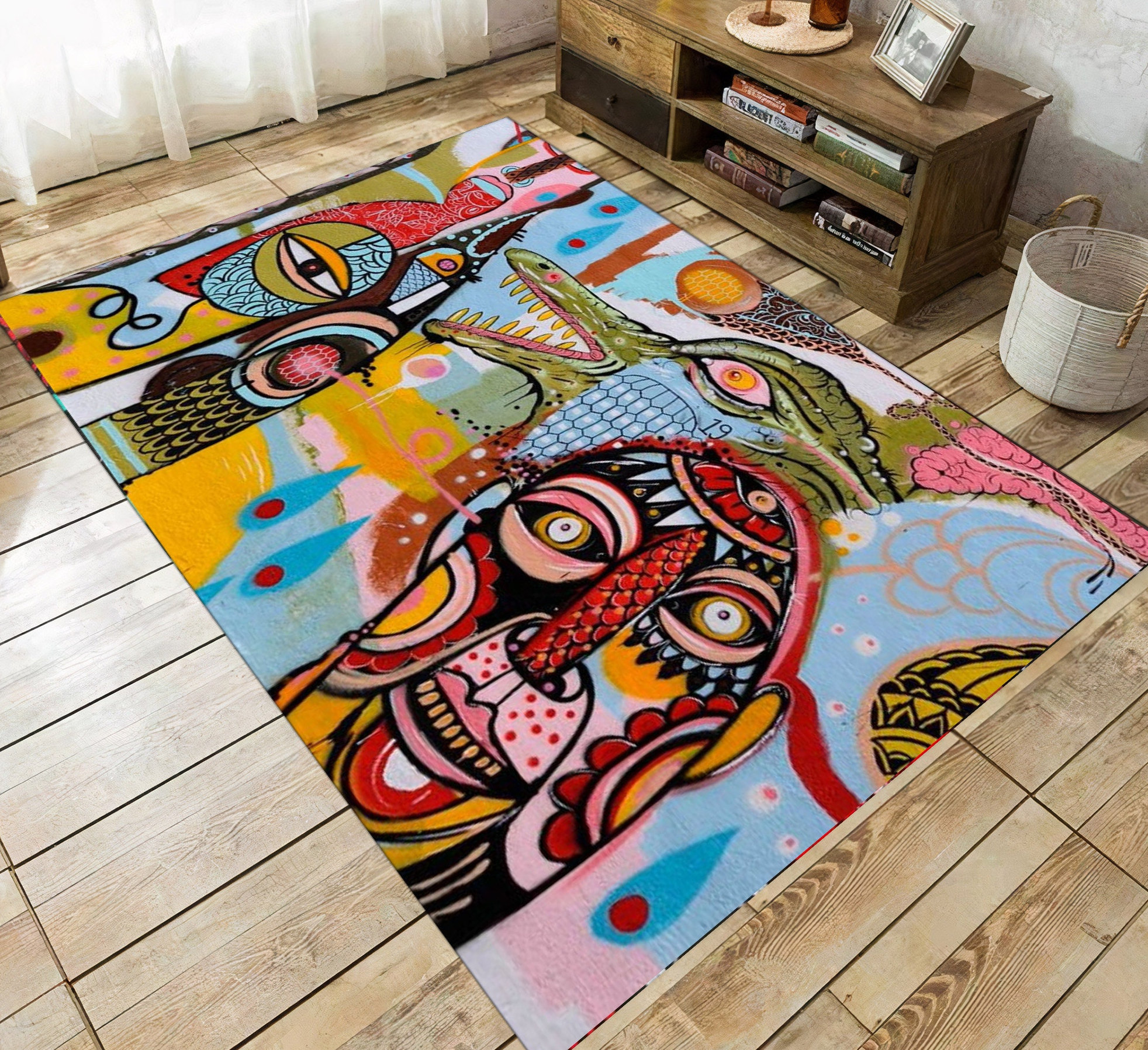 Graffiti Rug Carpet, Paint Patterned Carpet, Colorful Rug