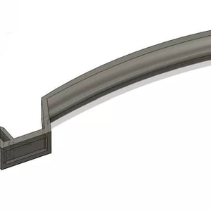 May include: A grey plastic handle with a curved design. The handle has a rectangular base with a small hole on the side.