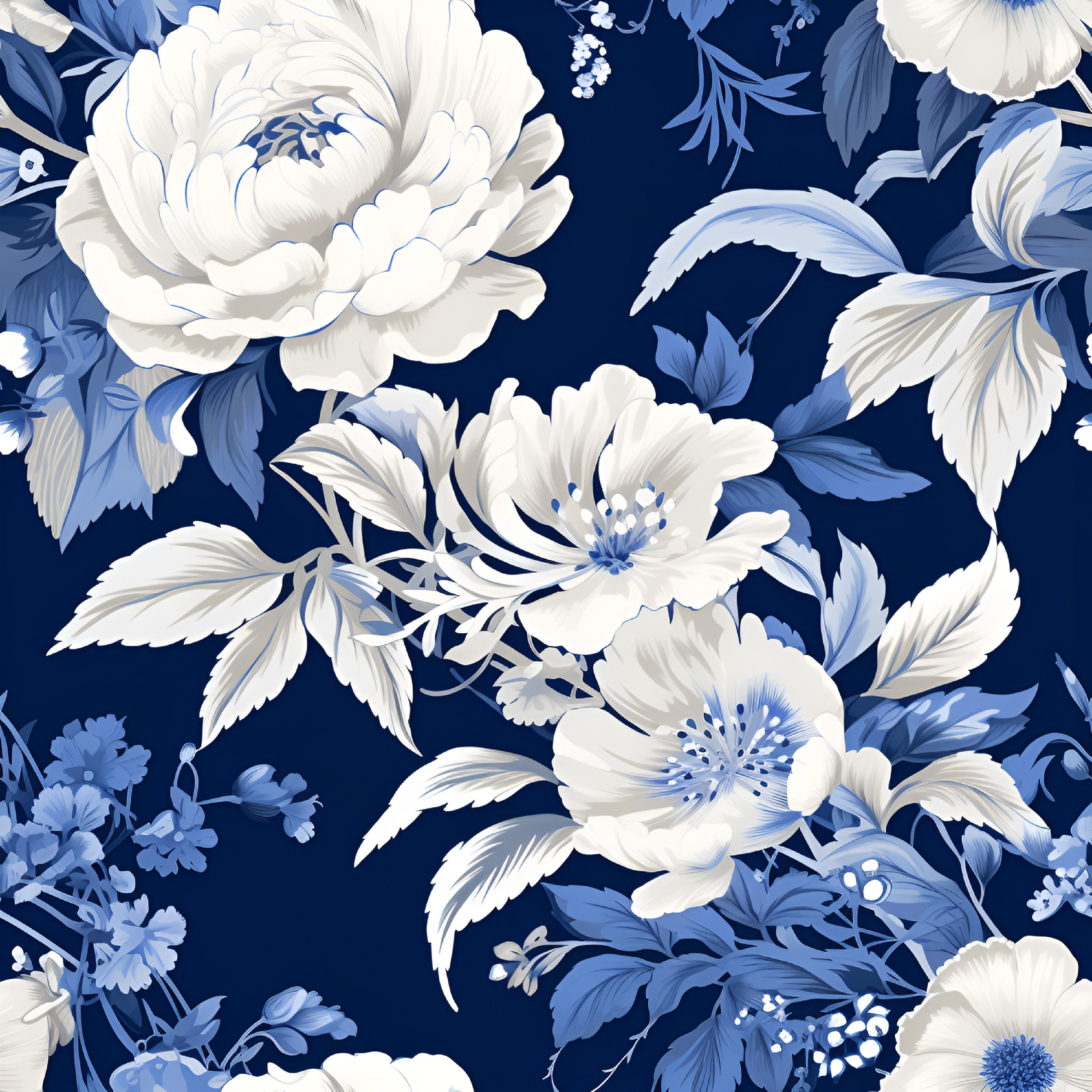 Chinoiserie Cold Tone | Seamless Pattern Designs | Printable Art ...