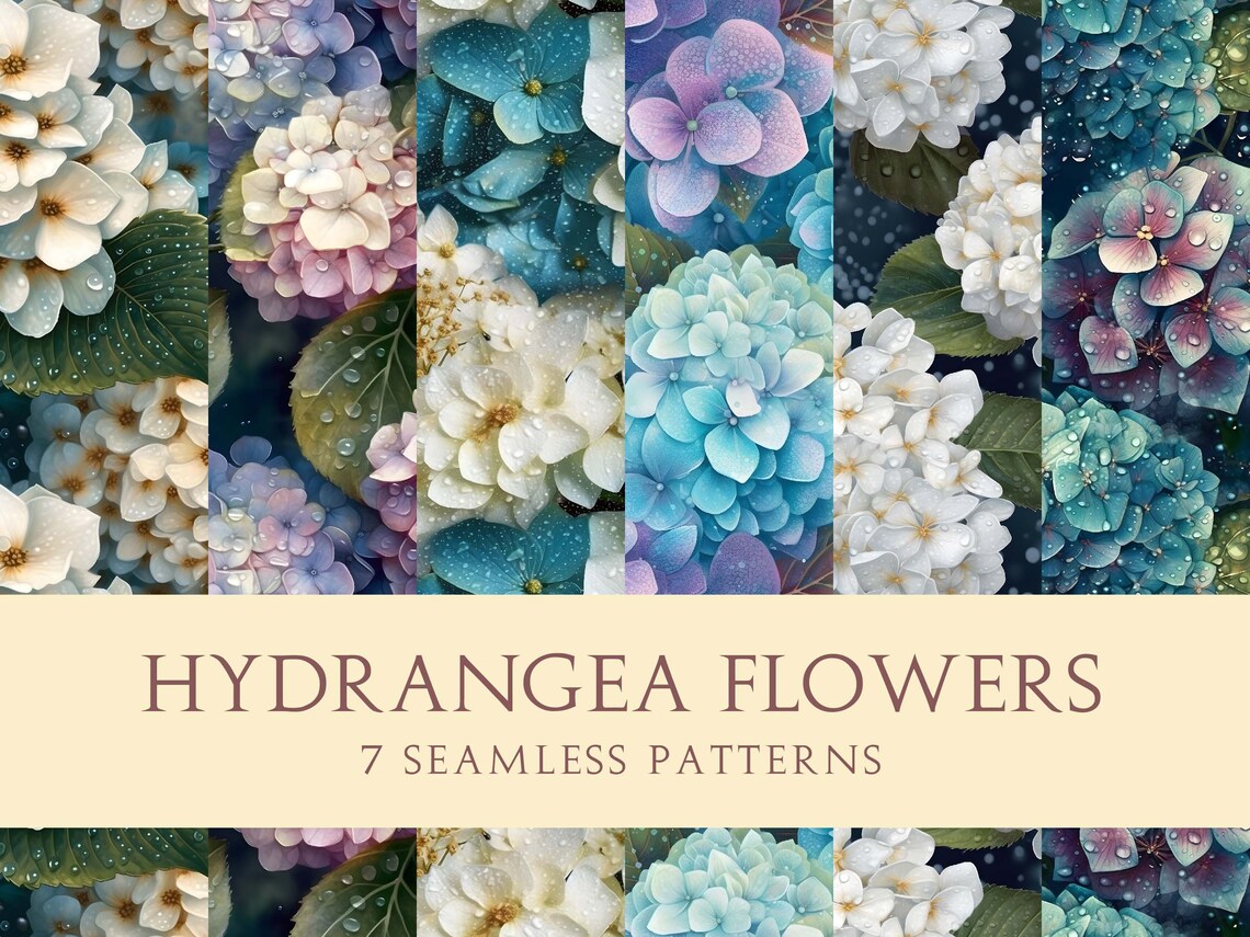 Green Hydrangea Pattern Hydrangea Flowers | Seamless Pattern Designs | Printable Art | Digital ...