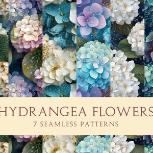 Hydrangea Flowers | Seamless pattern designs | Printable art | Digital bundle for custom prints | Floral wallpaper