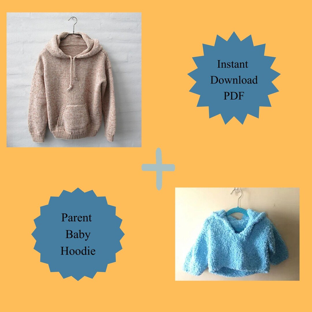 Parent Baby Hoodie Knitting Pattern PDF Unisex Family Matching Handmade ...