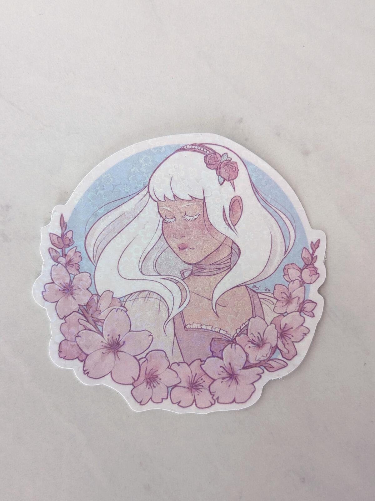 Sakura Holographic Sticker - Etsy New Zealand