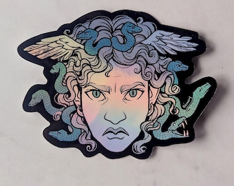 Pegatina de vinilo holográfica de Medusa