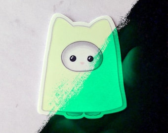 Kitty Ghost glow in the dark sticker