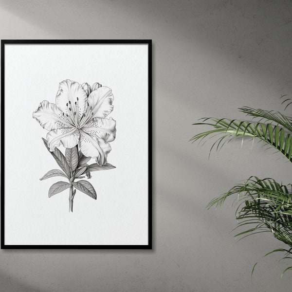 Rhododendron Sketch Printable Artwork for Instant Download