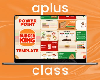 Burger King PowerPoint TEMPLATE  | Themed INFOGRAPHICS | Animated SLIDES inspired on the Fast Food Chain | University & School Projects