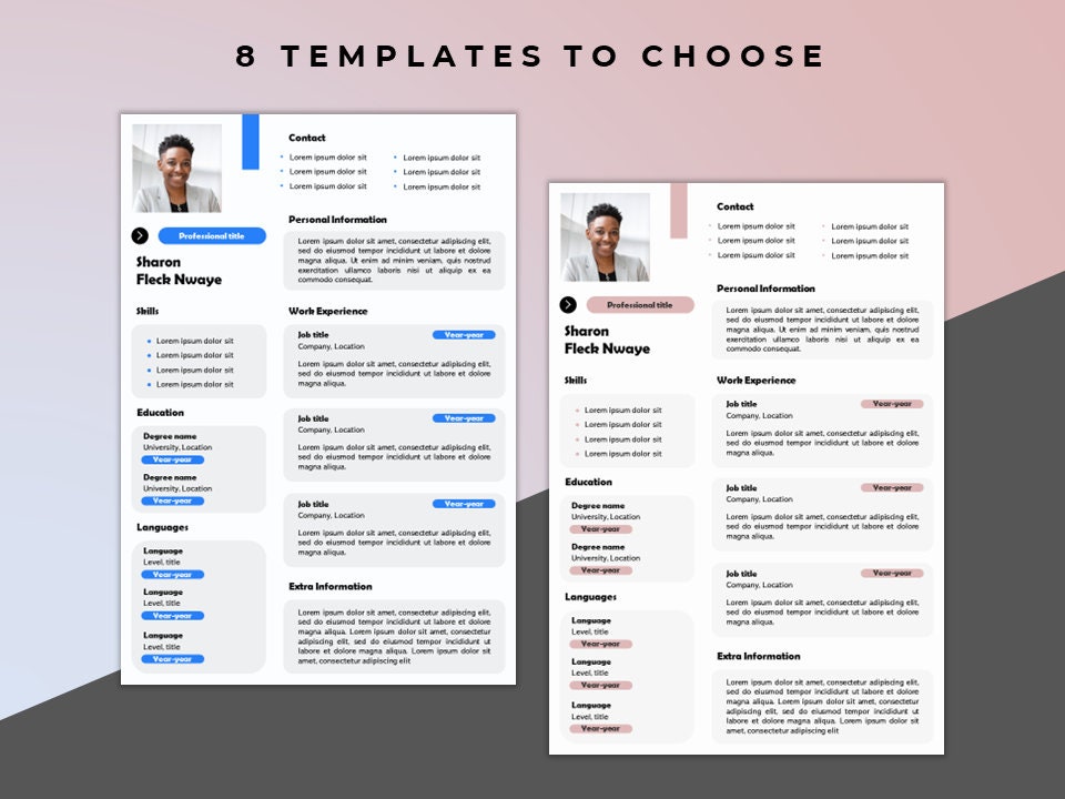 CV Template Proffesional RESUME TEMPLATE in Powerpoint Contains 8