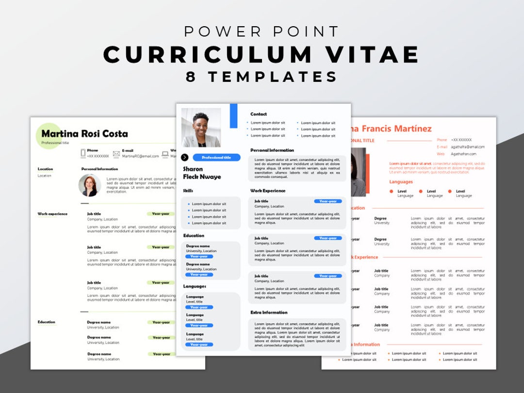 CV Template Proffesional RESUME TEMPLATE in Powerpoint Contains 8