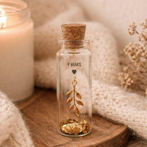 9th Anniversary Gift – Personalised Willow Anniversary Keepsake – Branch Message in a Bottle