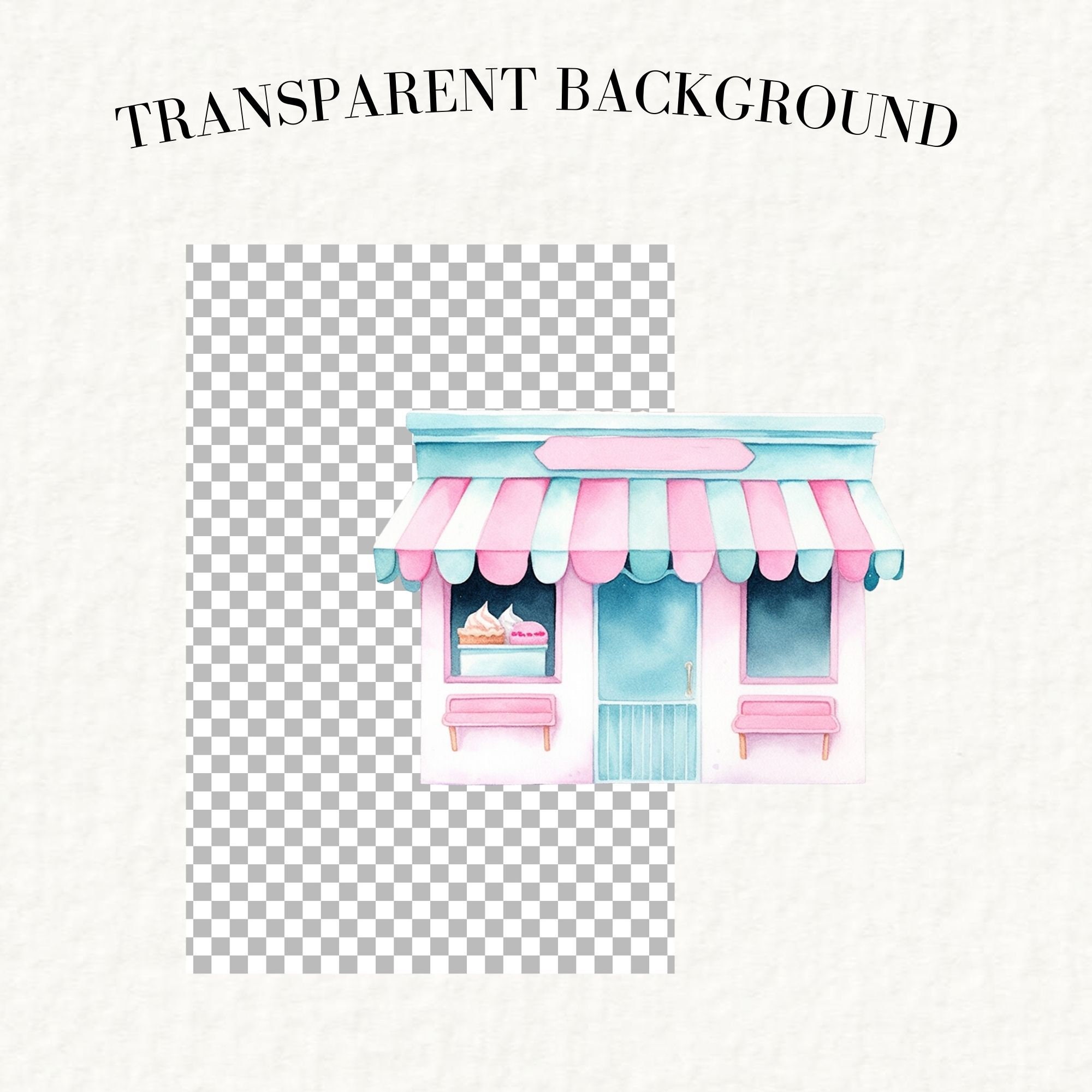 Cute Little Ice Cream Shop Clipart, Ice Cream Stand, Retro Clipart