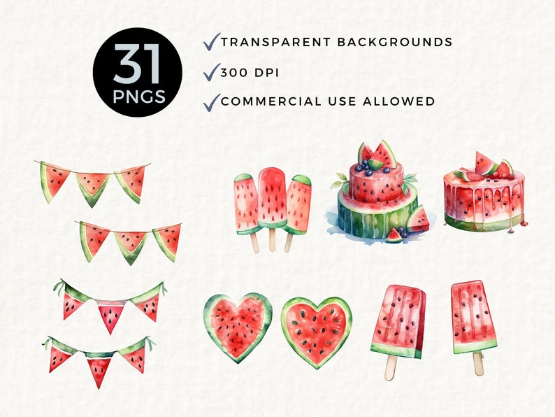 Watermelon Clipart, Use for One in a Melon Illustration, 1st Birthday ...