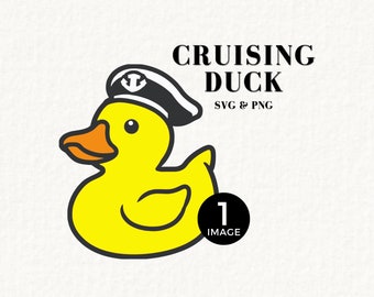 Kreuzfahrt Gummiente SVG, ein Vektor & PNG Bild, Oh was Luck Gefundene Ente, Kreuzfahrt Tag Grafik, Gelb, Sublimationsbild, Kapitän Hut, 079SS