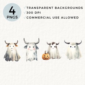 Cow Ghost Clipart, Halloween Bull PNG, Use for Sweater POD, Sublimation ...