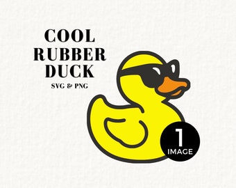 Gummiente mit Sonnenbrille SVG, ein Vektor- & PNG-Bild, Oh was Luck Gefundene Ente, Cruising Tag Grafik, Gelb, Sublimationsbild, 079SS