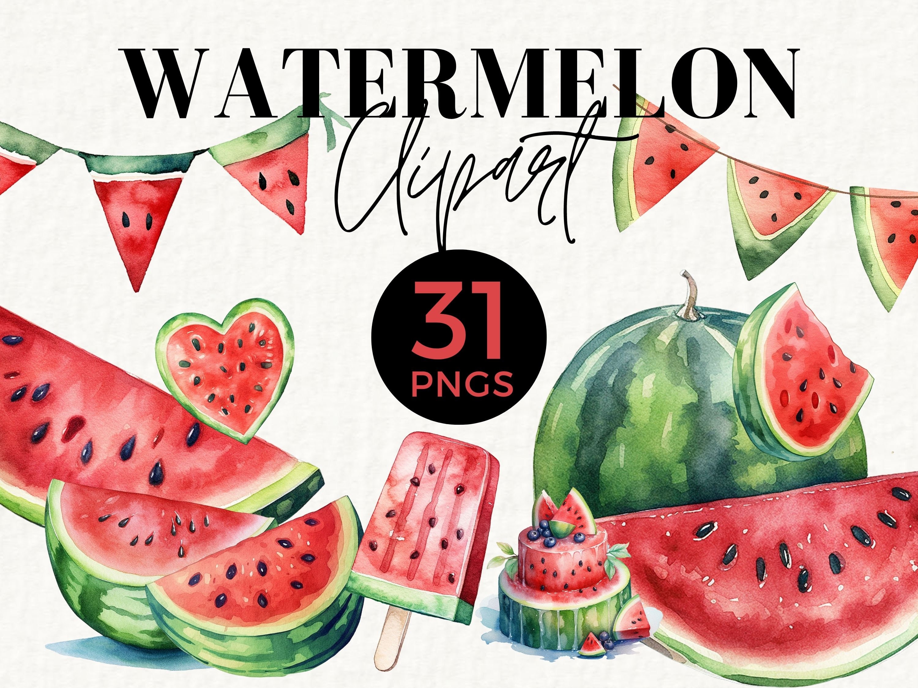 Watermelon Clipart, Use for One in a Melon Illustration, 1st Birthday ...